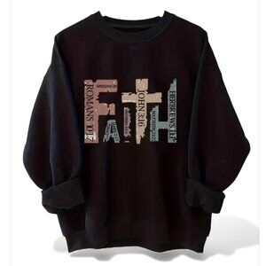 NEW - FAITH Bible Verse SWEATER Black Long Sleeve - SZ MEDIUM